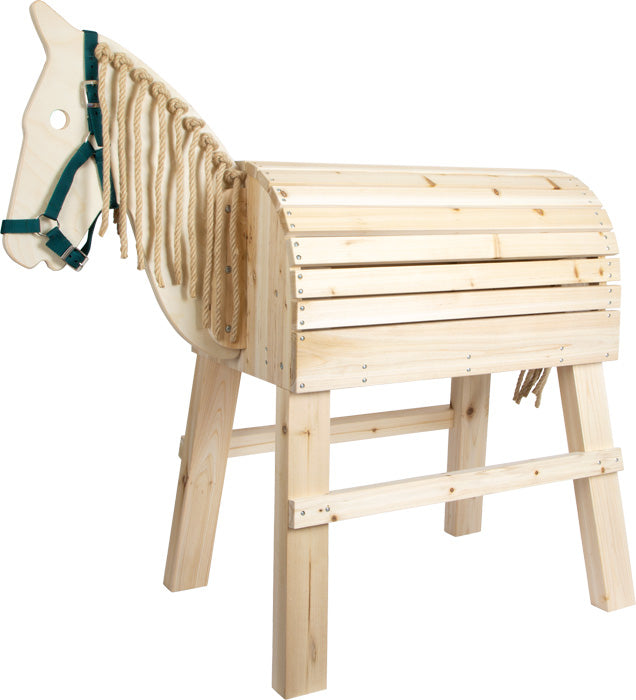 Ein Holzpferd für den Garten: Voltigierpferd aus Holz