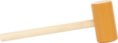 Ein Holzschlägel mit hellem Griff und orangefarbenem Zylinderkopf – perfekt für spannenden Motorikspaß oder zur Kombination mit einem Xylophon-Klopfspiel.