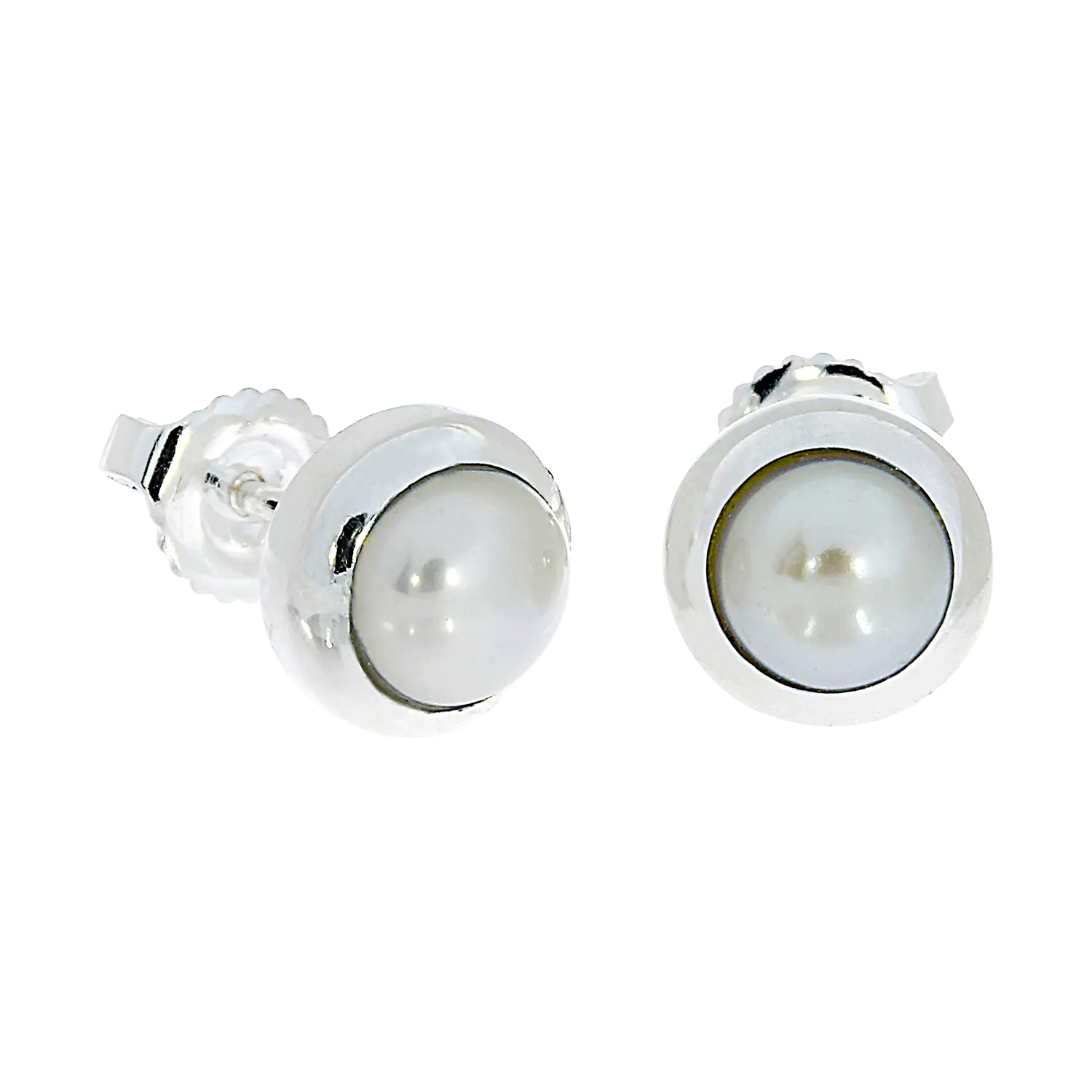 Perle Ohrstecker rund Silber
