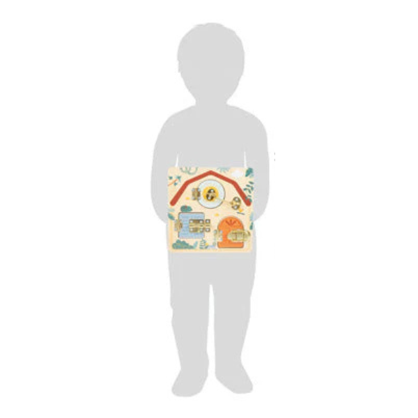 Silhouette eines Kindes mit einem Montessori-Spielzeug.