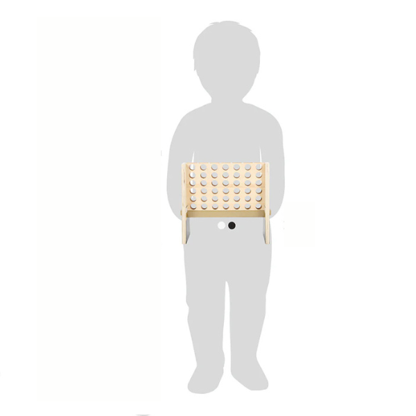 Silhouette eines Kindes mit Vier in einer Reihe aus Holz "Gold Edition".