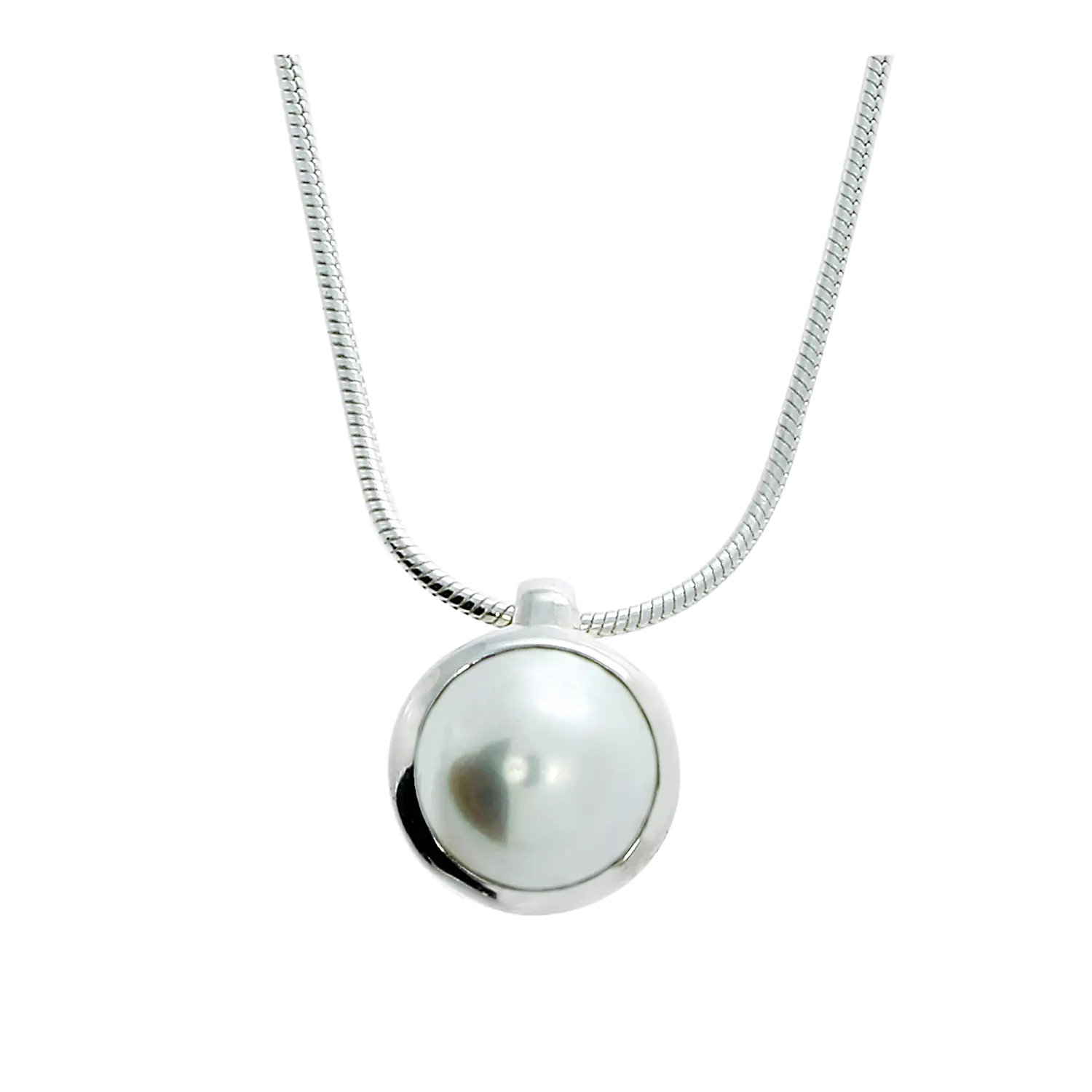 Perle Kettenanhänger rund mit Kette Silber