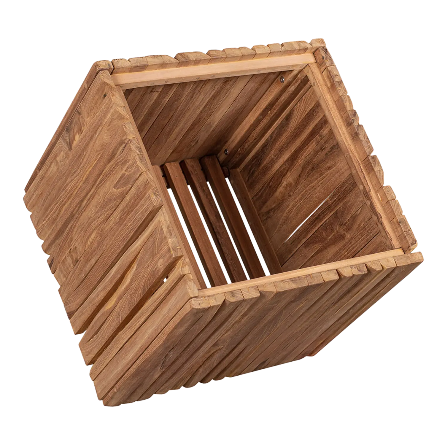 Blick in den Teak Box Hocker
