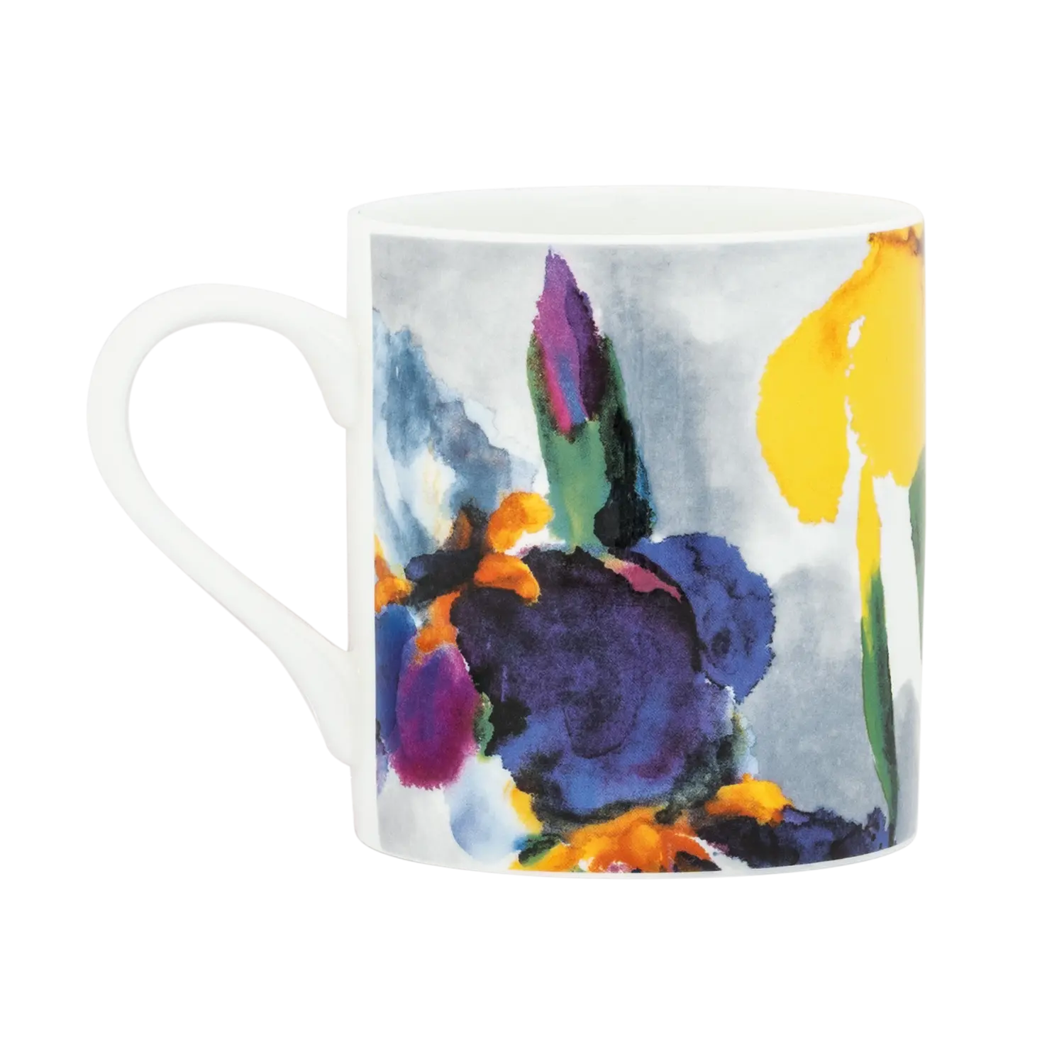 4er Set Becher "Sommerblumen" aus weißem Bone China Porzellan.