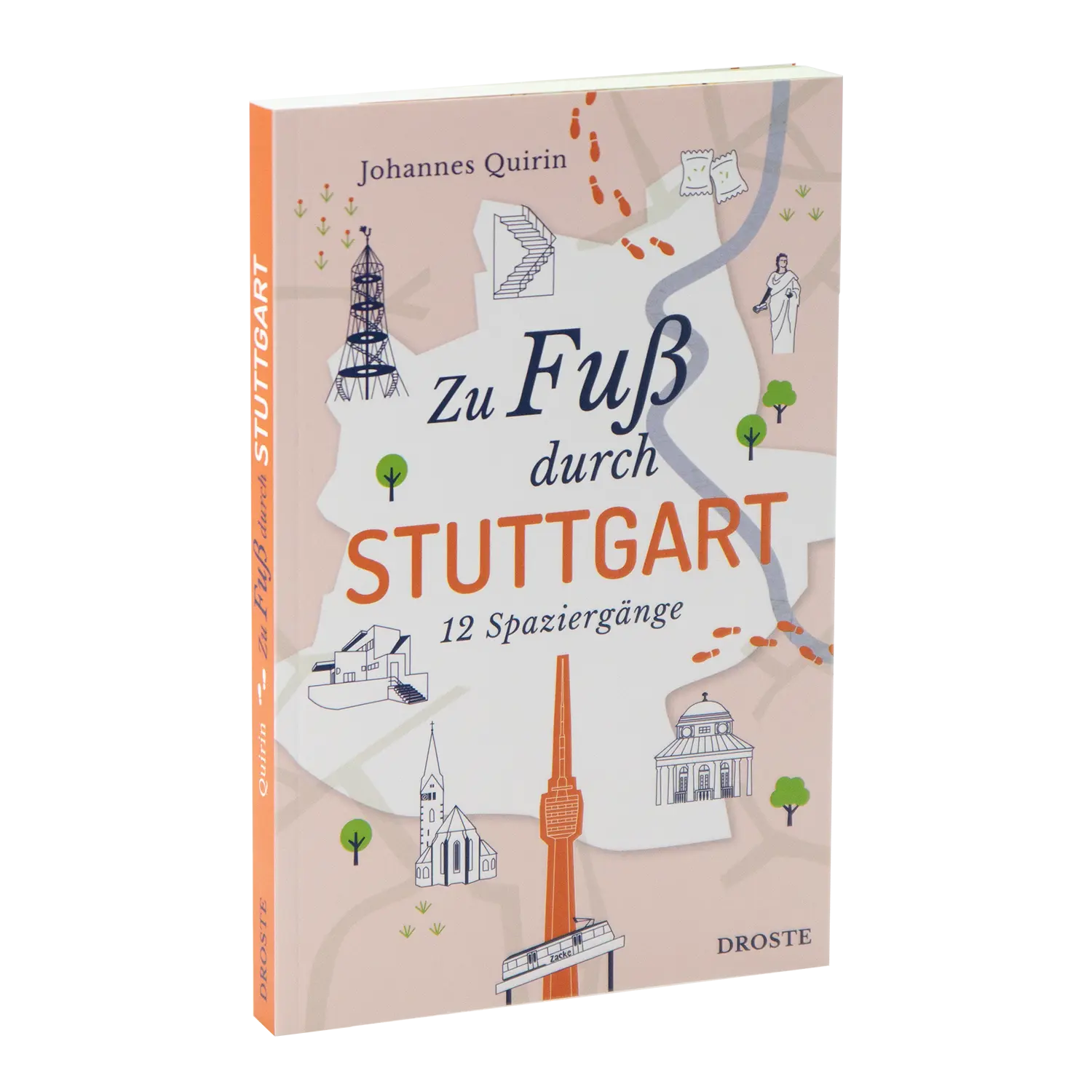 Buchdeckel von Zu Fuß durch Stuttgart: 12 Spaziergänge mit Kartenabbildungen.
