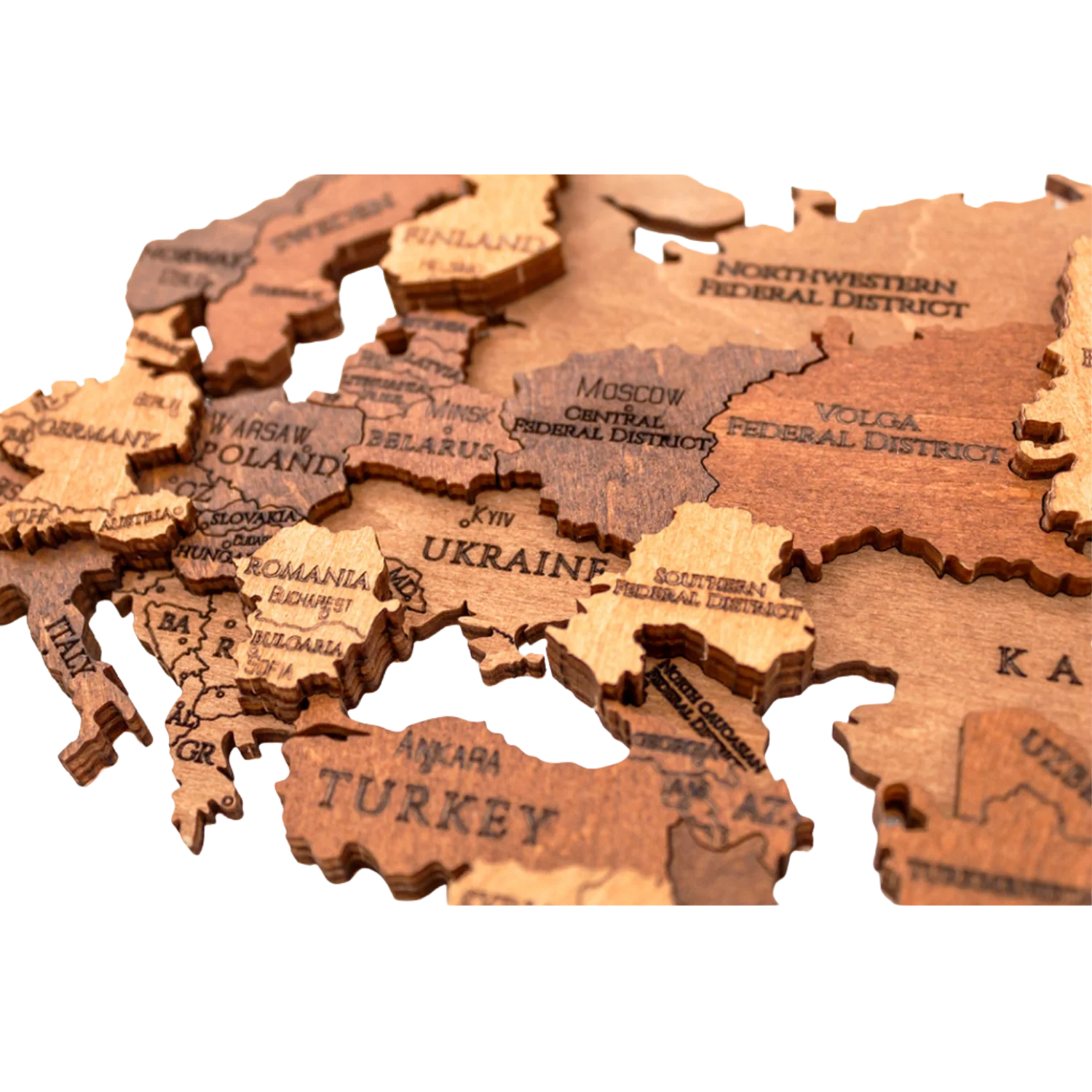 3D-Holzpuzzle Set Weltkarte M + Flaggen-Pins