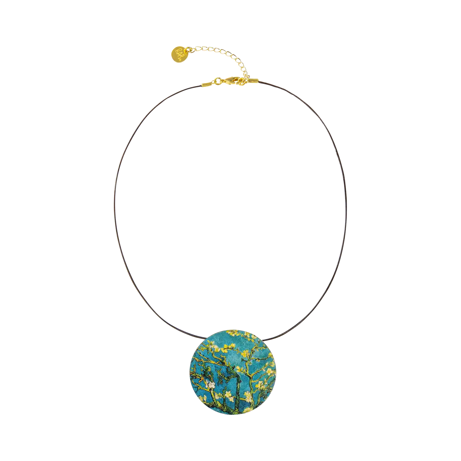 Collier 'Blühende Mandelbaumzweige' mit Lederband - nach Vincent van Gogh