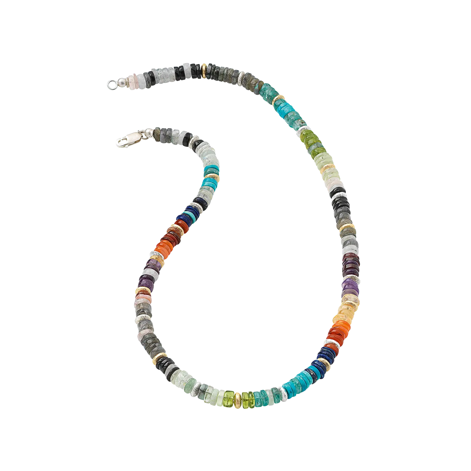 Collier "Farbenfreude" mit bunten Perlen und 925er Silberschließe.