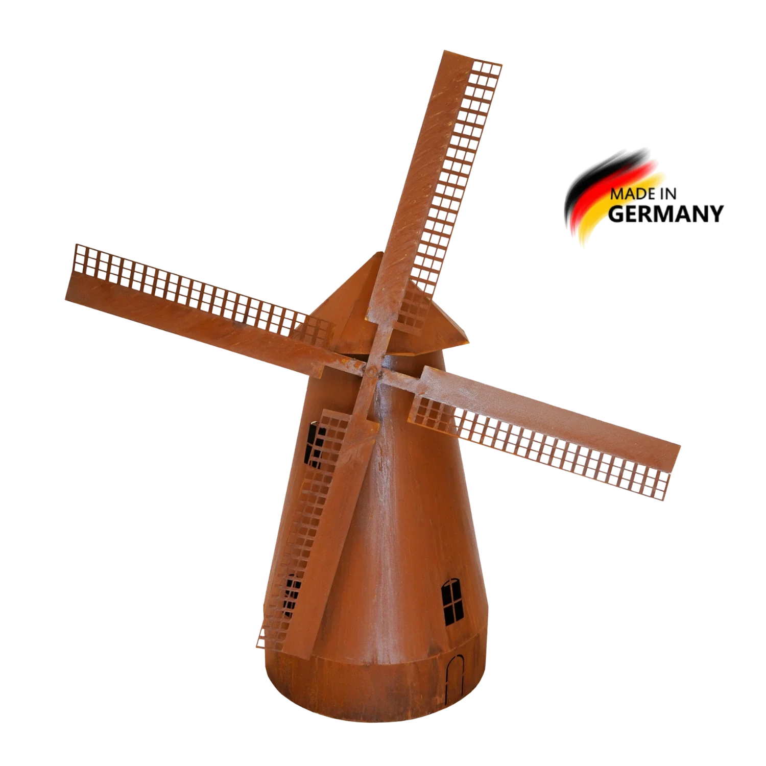 Drehbare Windmühle Edelrost inkl. Beleuchtung