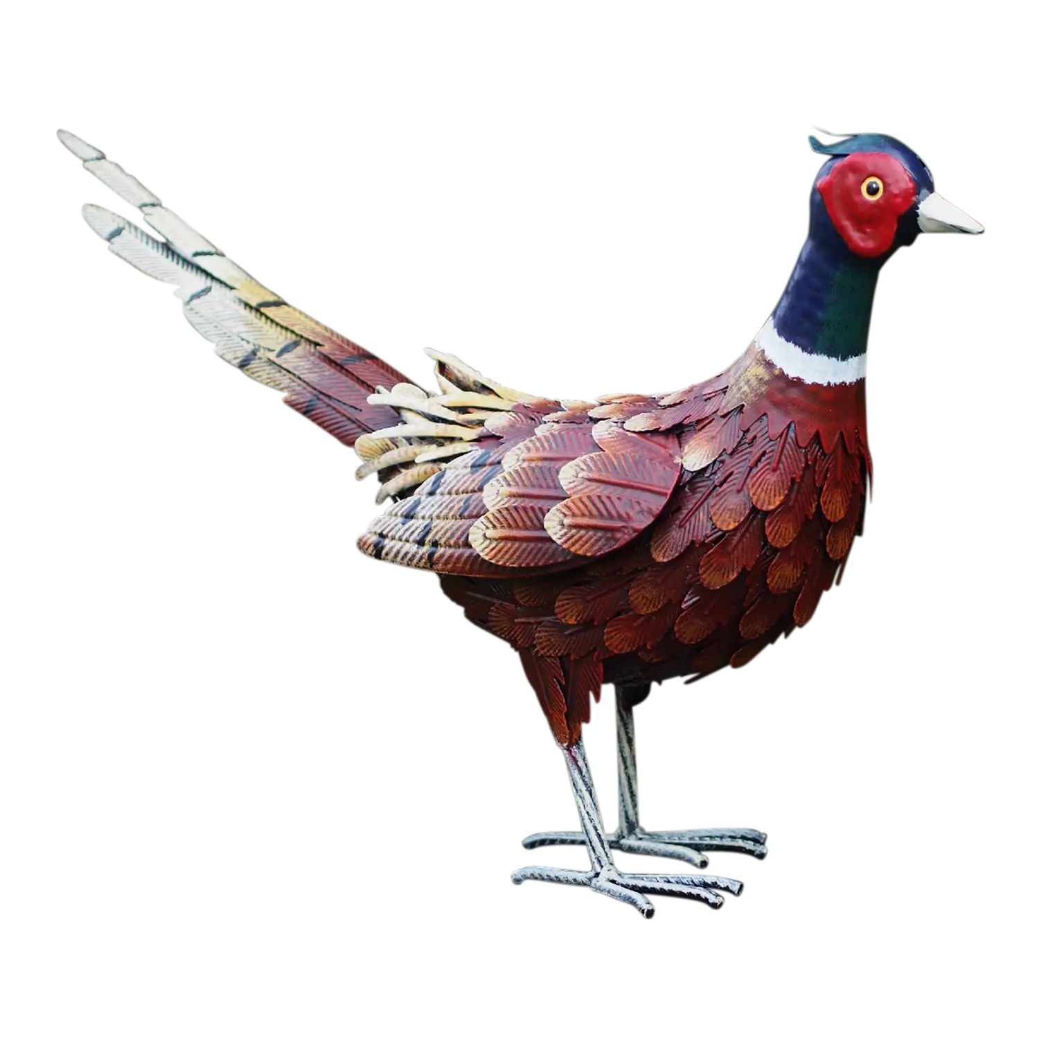 Gartenfigur Fasan - handgefertigt, bunt und ideal als Gartendekoration.