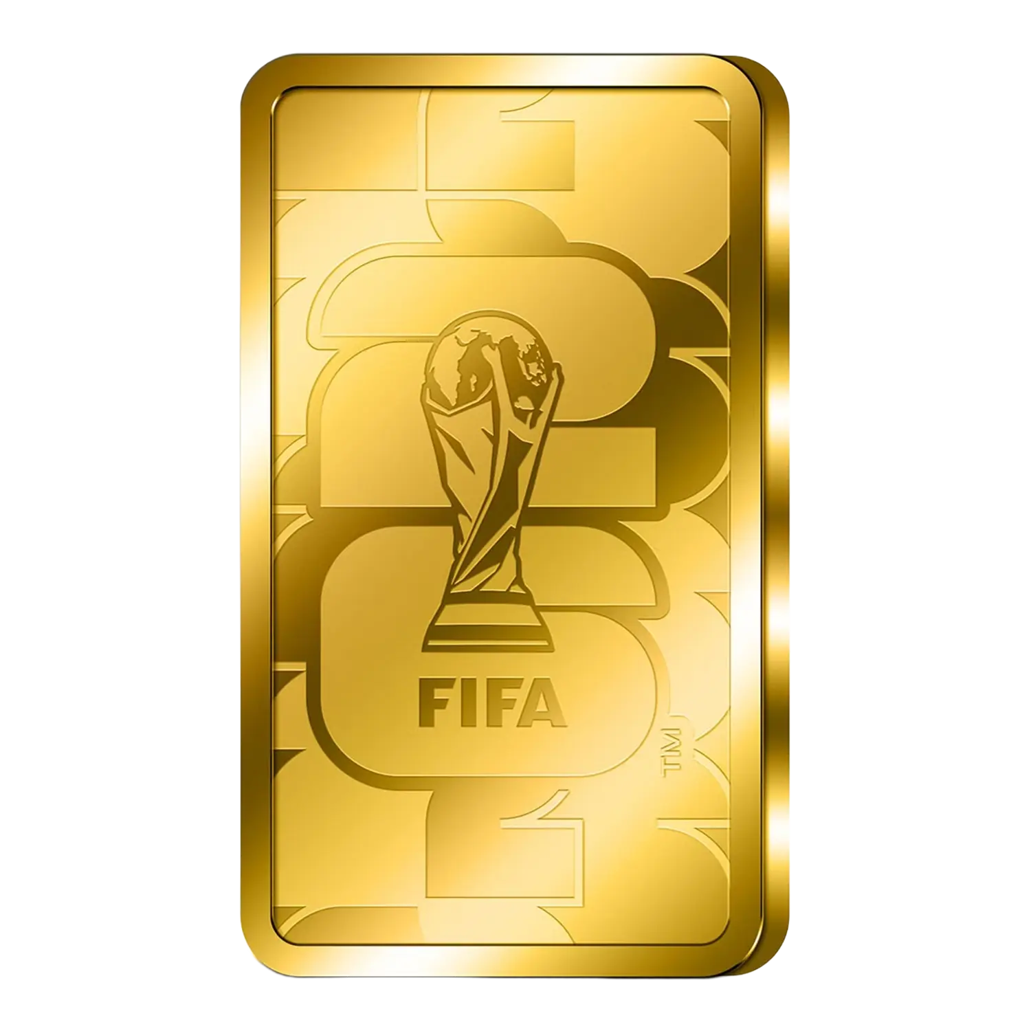 Goldbarren FIFA Fussball-WM 2026 mit offiziellem Emblem und FIFA-Gravur.