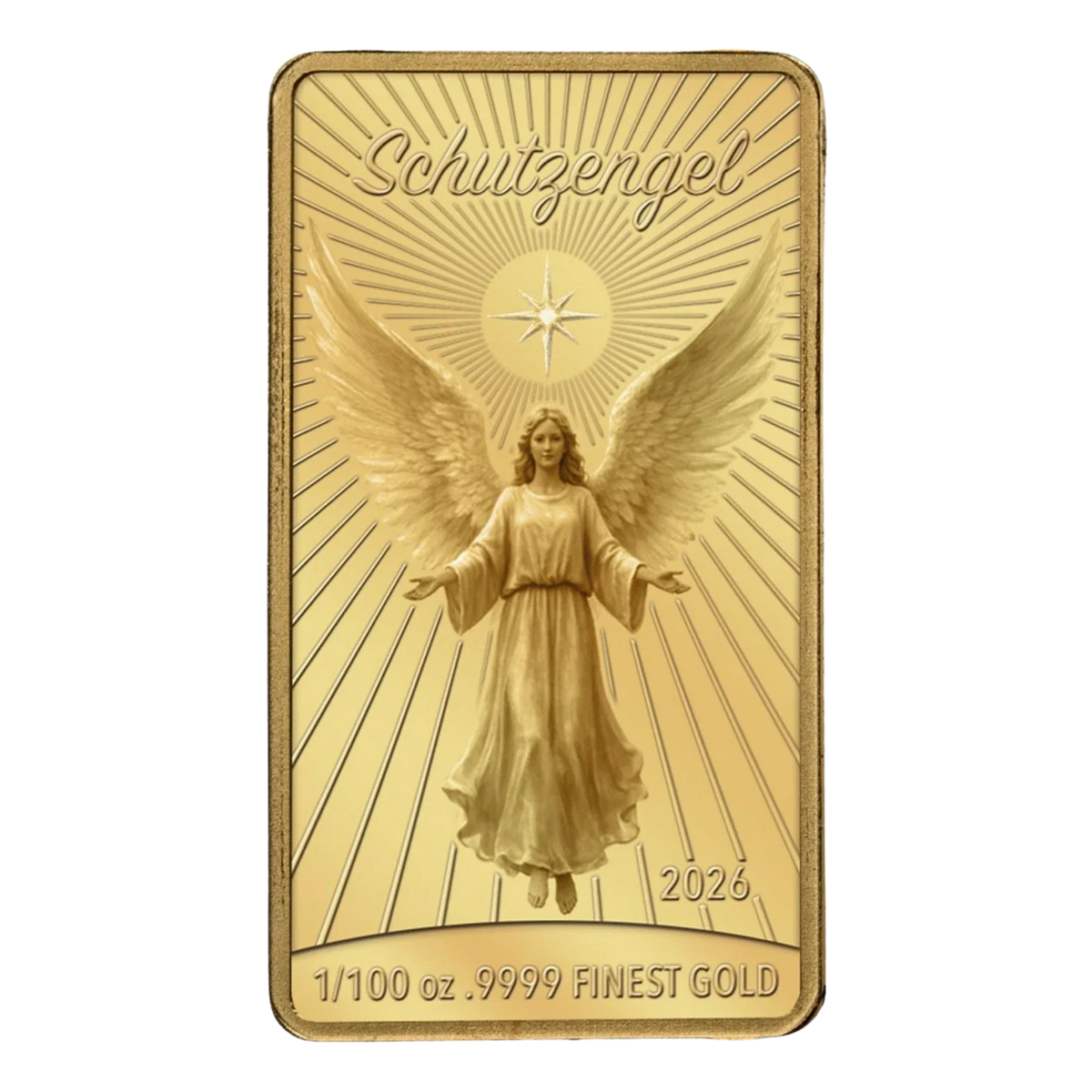 Goldbarren 'Schutzengel' in Geschenkkarte mit Schleife