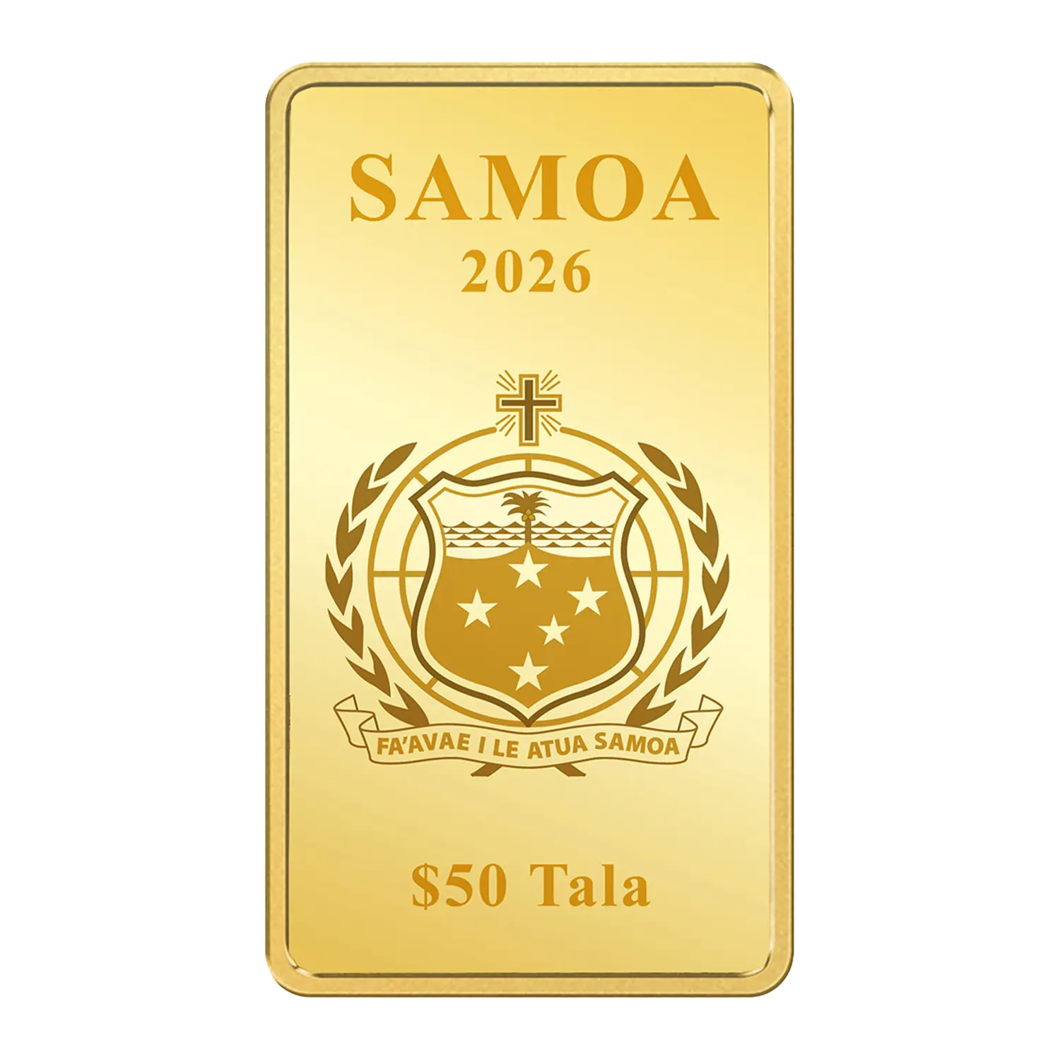 Goldbarren Glücksschwein, rechteckige Münze mit Samoa-Wappen, objekttauglicher Umschlag.