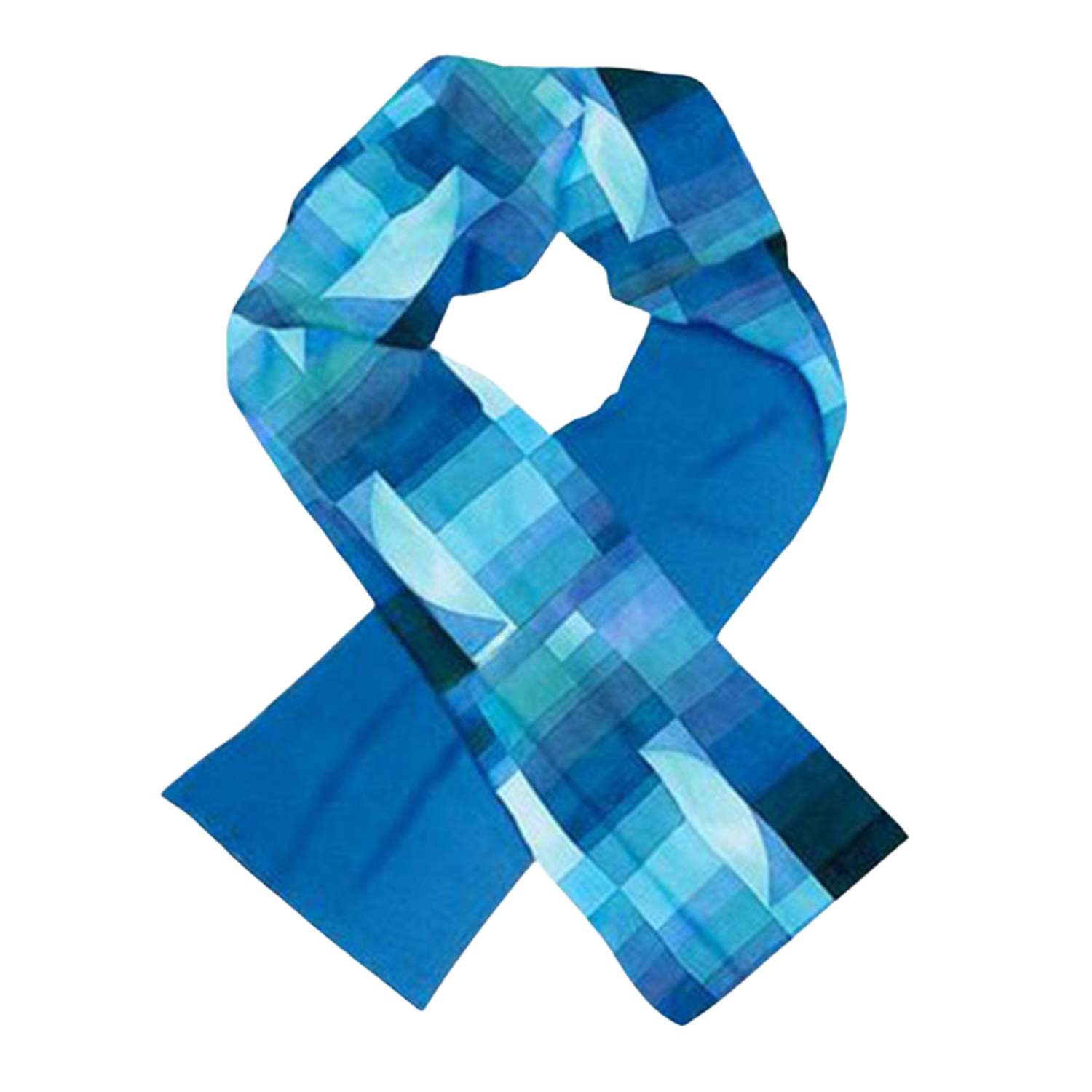 Ein Herrenschal "Blau" liegt im Kreis auf weißem Hintergrund.