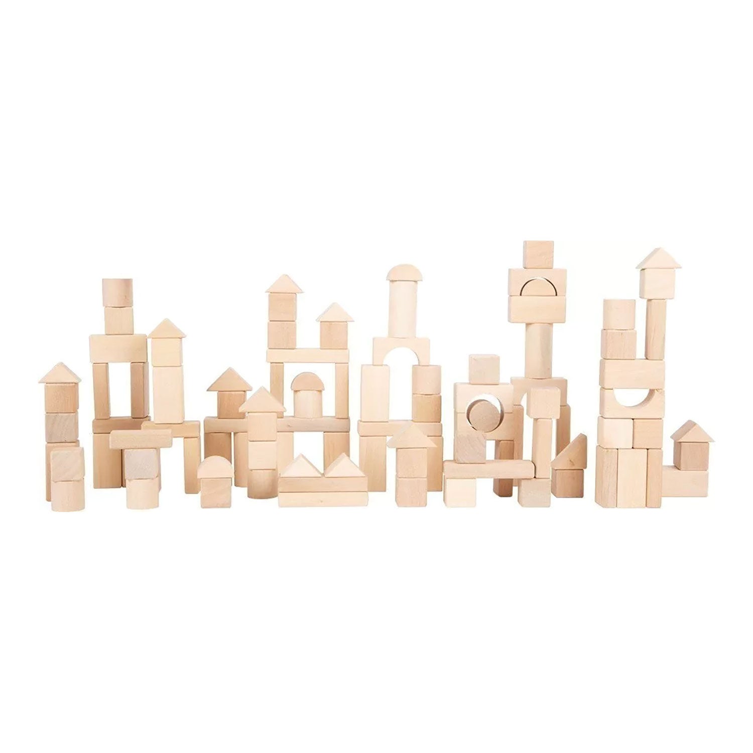Mit Holzbausteinen 100 Stück können Kinder kreative Formen und Strukturen bauen.