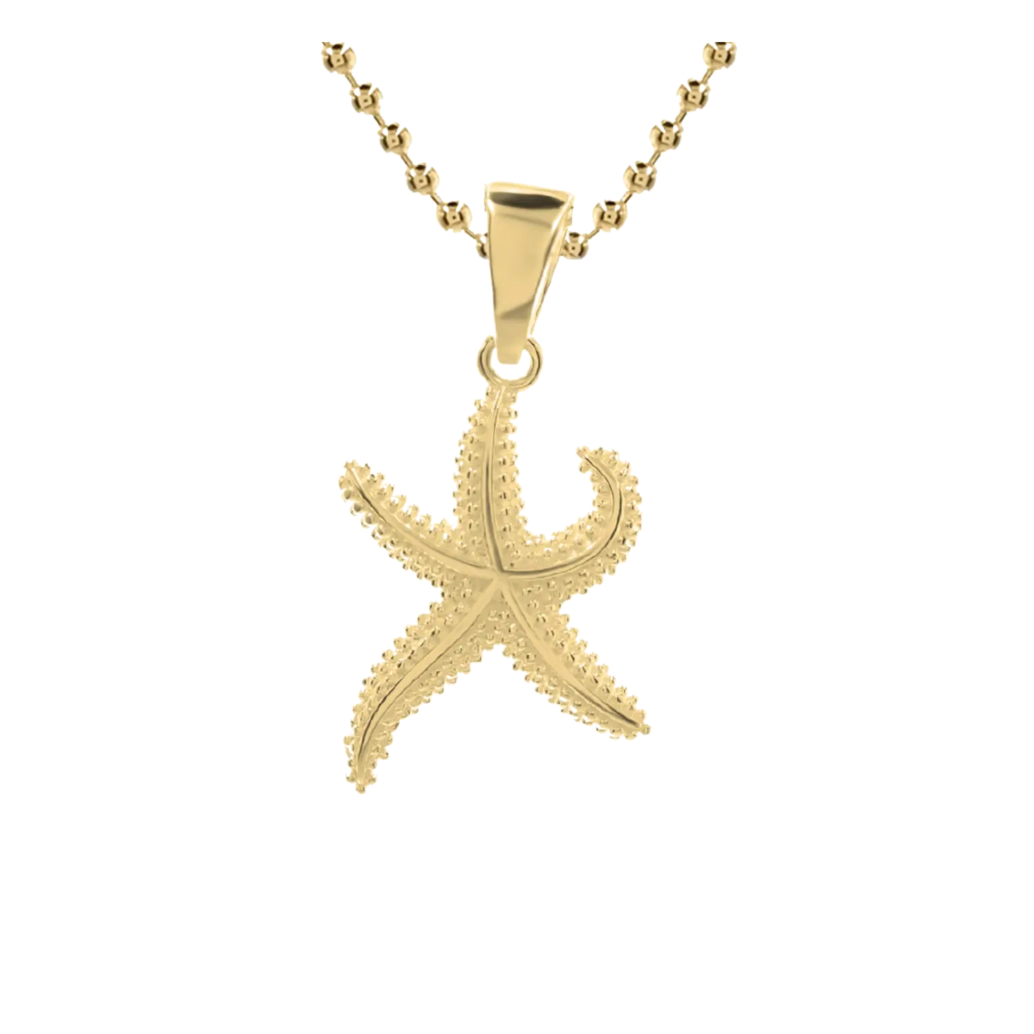 Kettenanhänger Seestern mit Kugelkette, 18k Gold von Nordlust Schmuck.