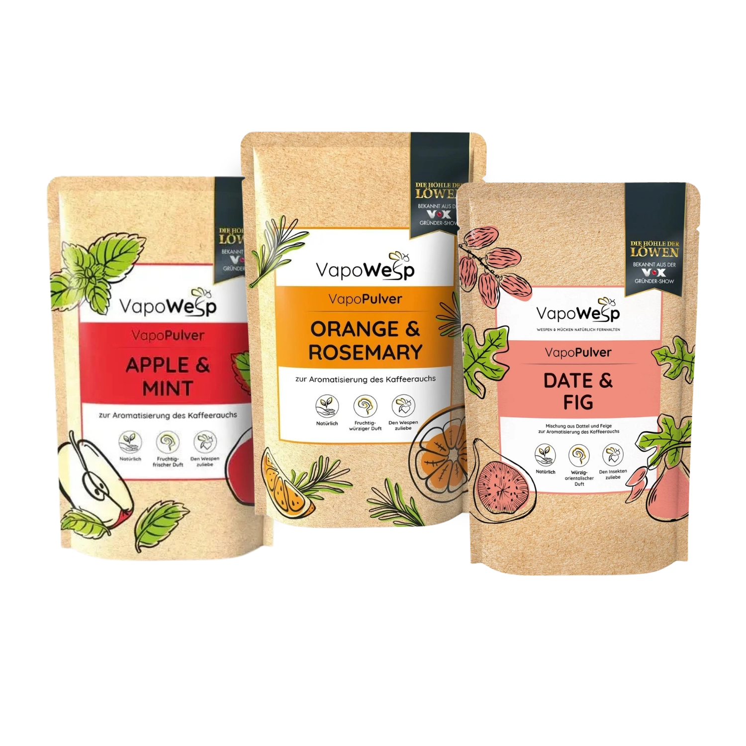 Vapowesp Pulver Set (3 Sorten) – Nachfüllpack zum Vorteilspreis