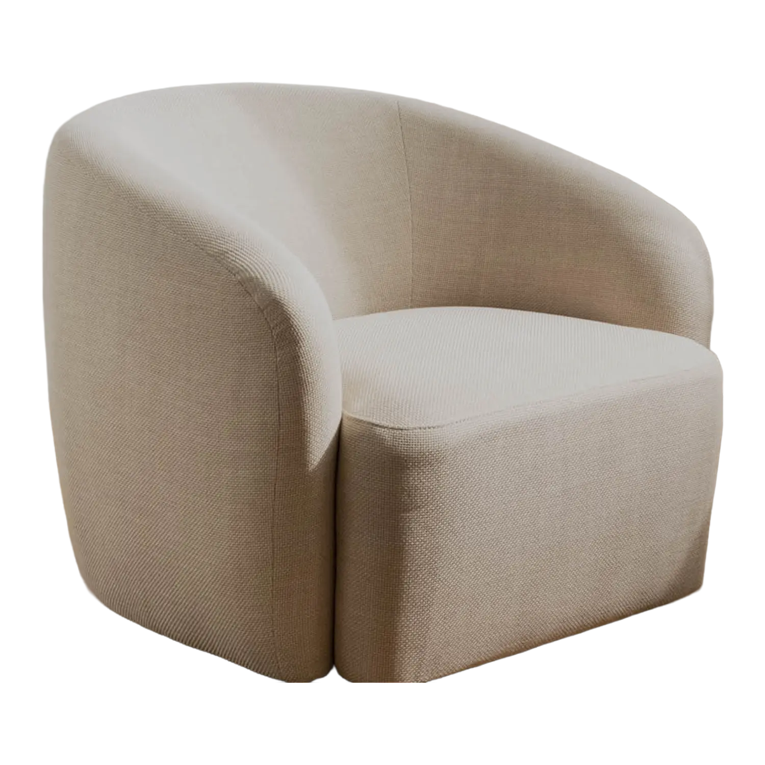 Loungeset Loconia Fermo: Beigefarbener Sessel mit geschwungener Rückenlehne und modernem Design.