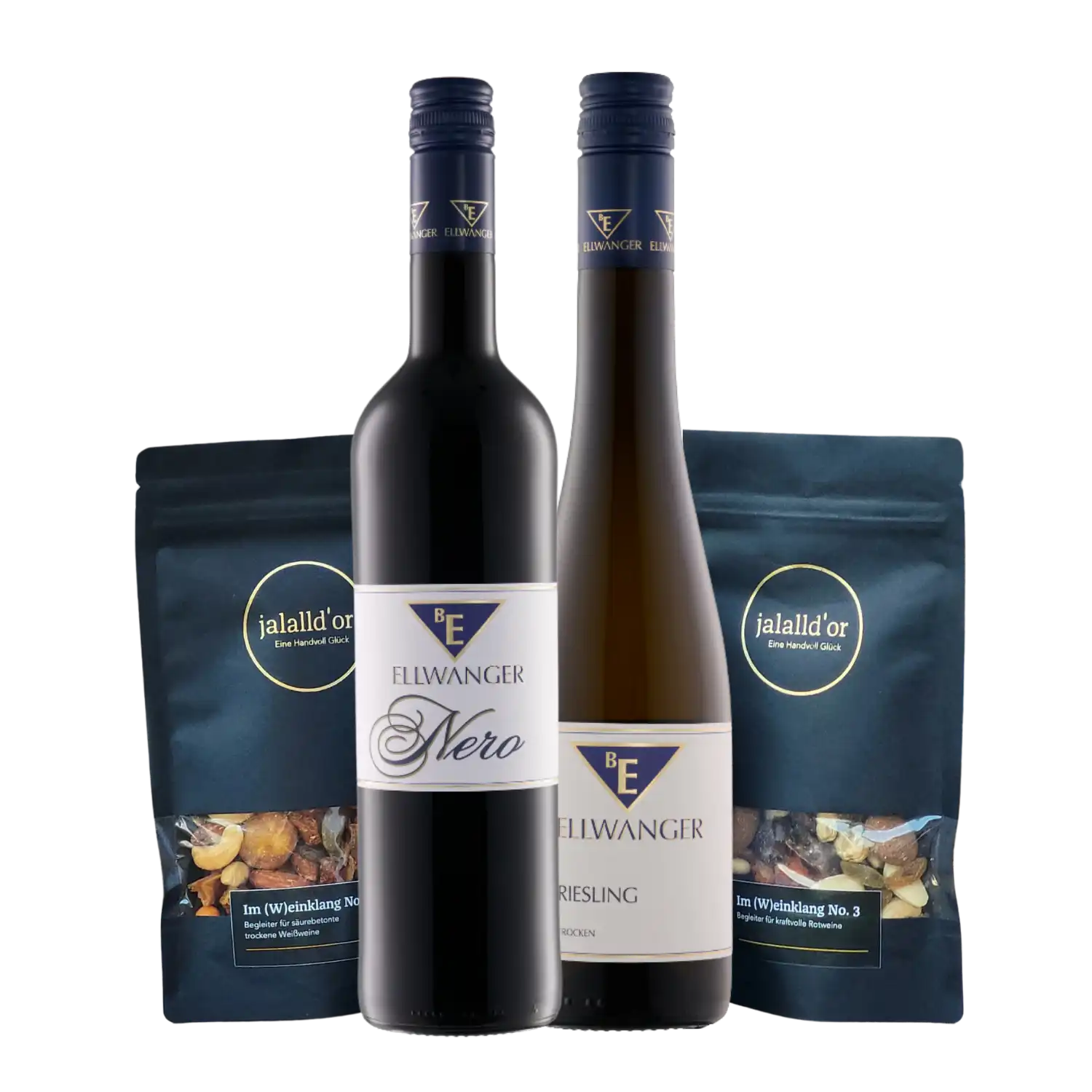 Mini Snack Paket - 2 Nussmischungen als Geschenkset, seitlich nebeneinander.