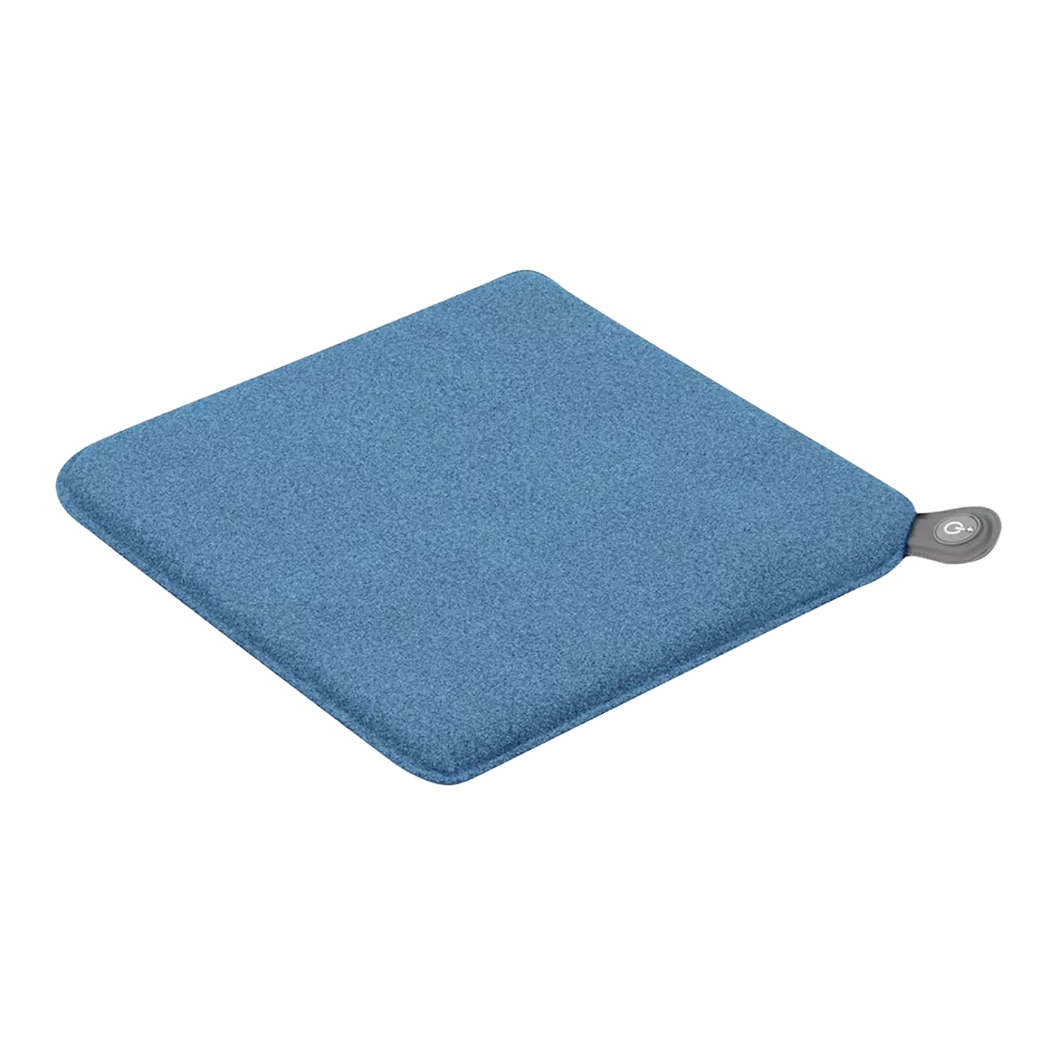 Sitzkissen mit Heizfunktion, blau mit grauem Tag - perfekt für unterwegs.