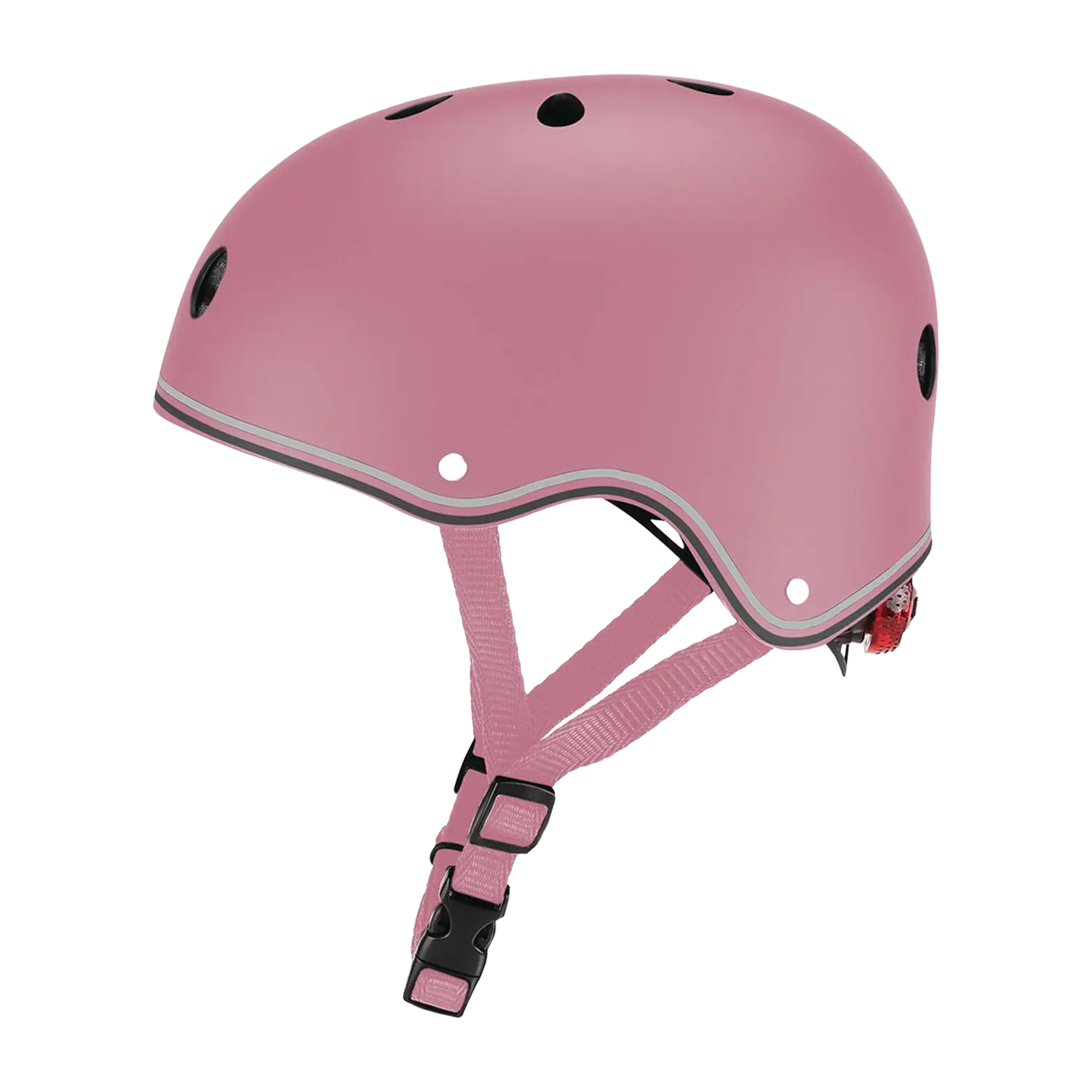 Globber Kinderscooter mit Helm: rosa, schwarze Lüftungsschlitze, verstellbare Gurte.