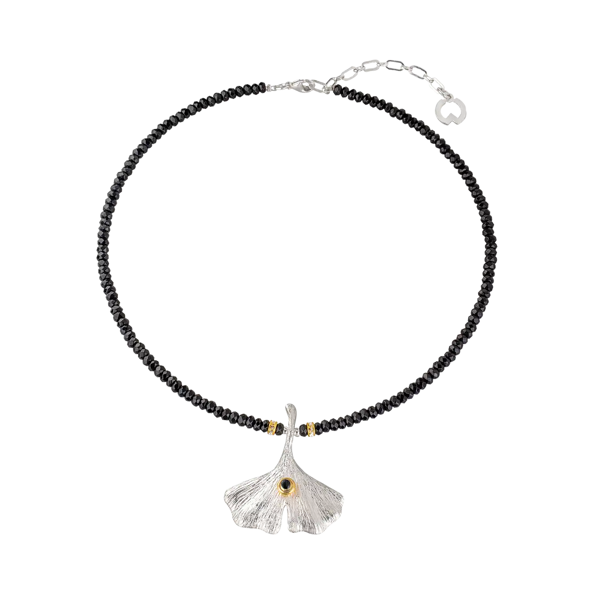 Collier 'Ginkgo mit Onyx'