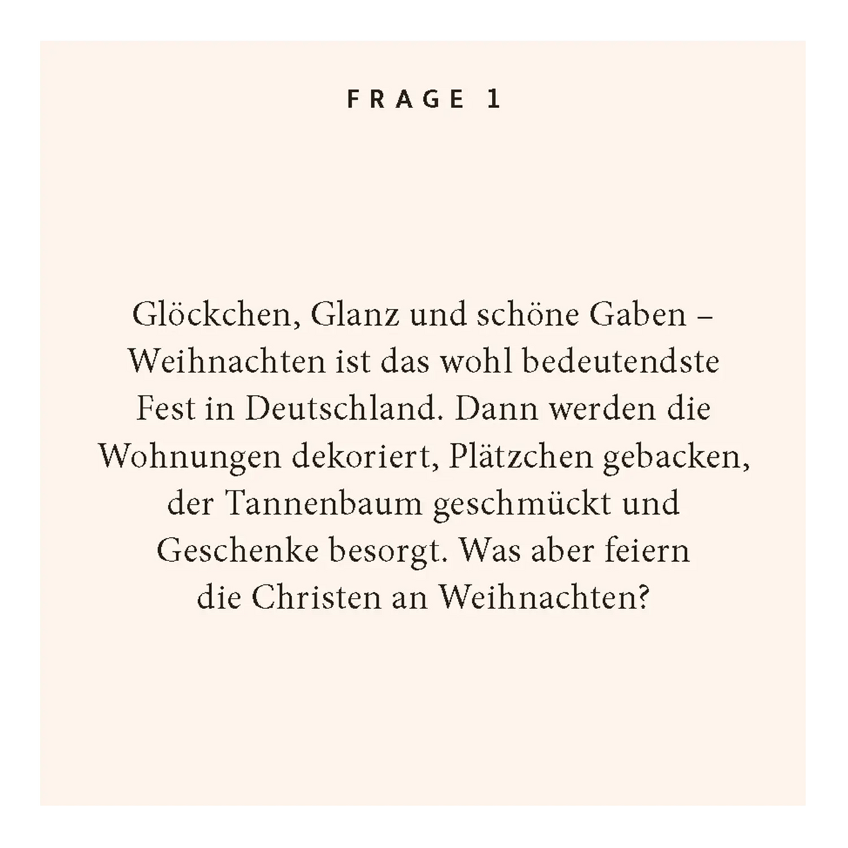 Weihnachtsquiz Fragekarte – Beispielfrage zu Weihnachtsbräuchen