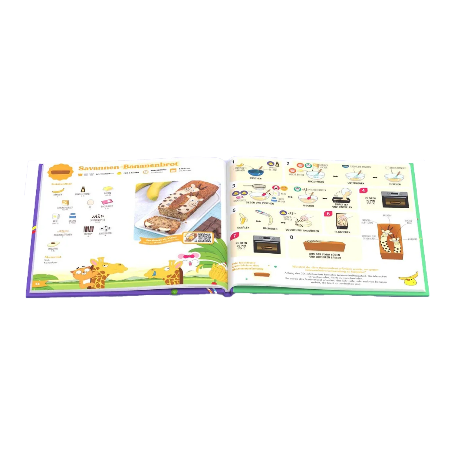 Open Rezeptbuch Set Kinderleichte Kuchen und Desserts, gestylt in flexbox.