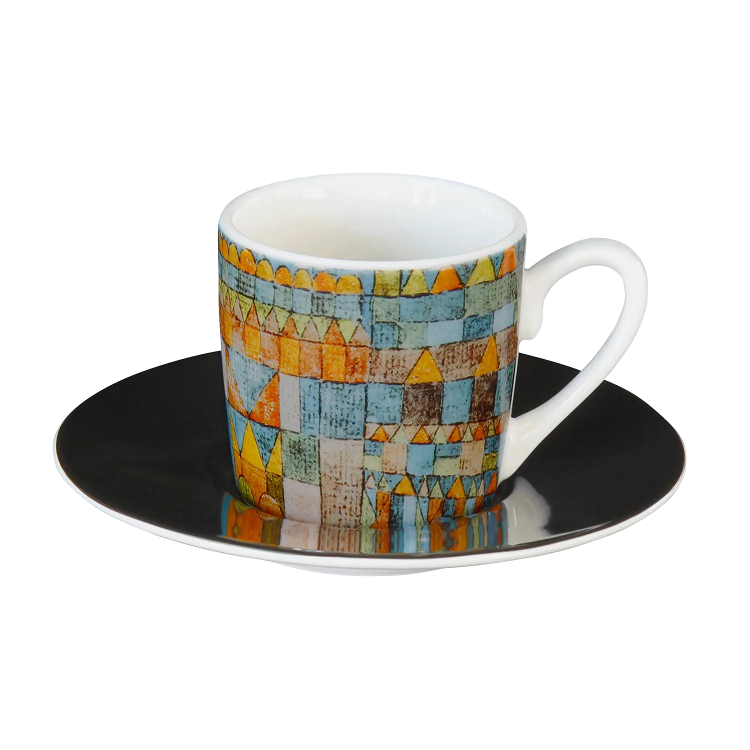 Espressotasse Paul Klee „Haupt- und Nebenwege" mit schwarzer Untertasse