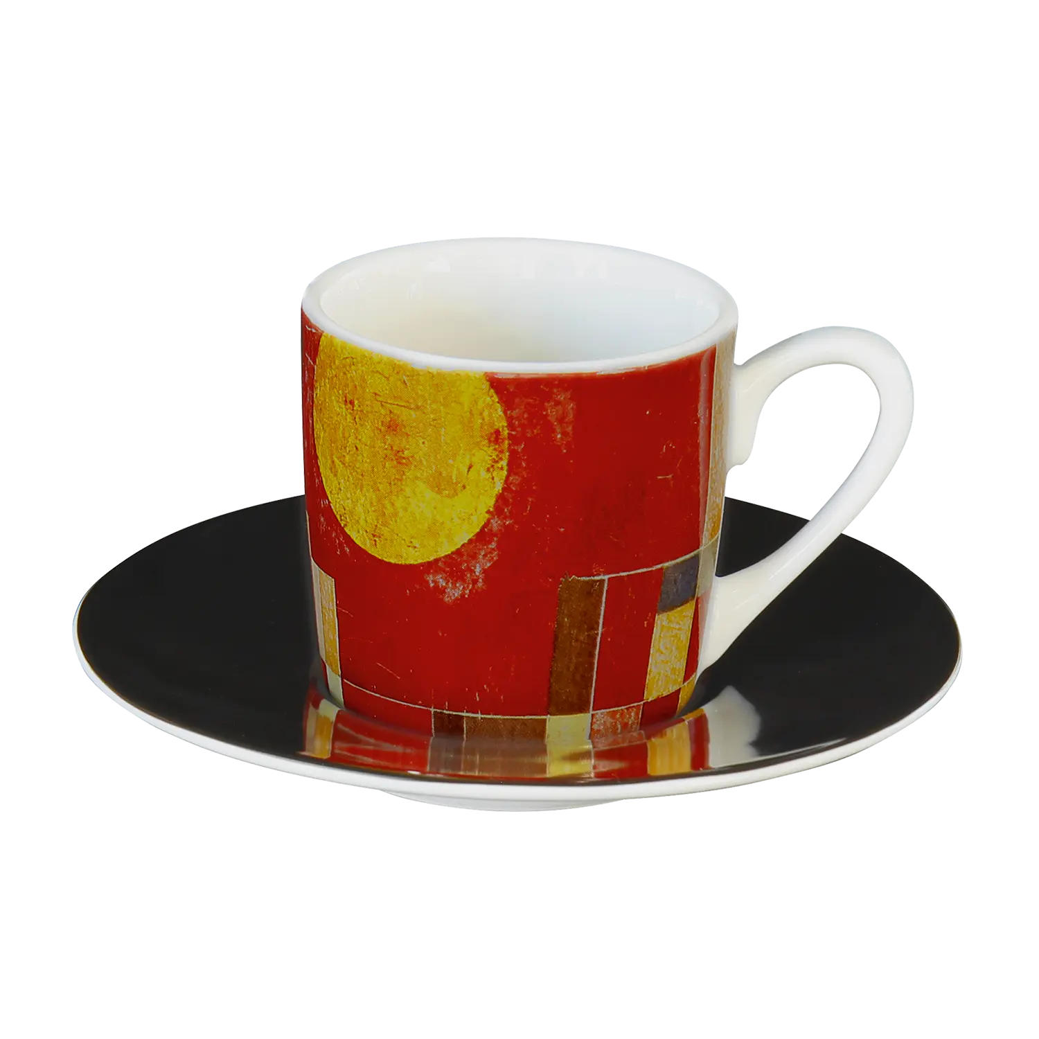 Espressotasse Paul Klee „Rote Brücke" mit schwarzer Untertasse