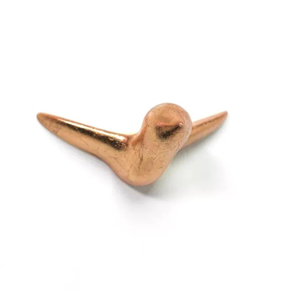 Mini Vogel Wandskulptur in Kupfer aus Keramik mit Blattgold