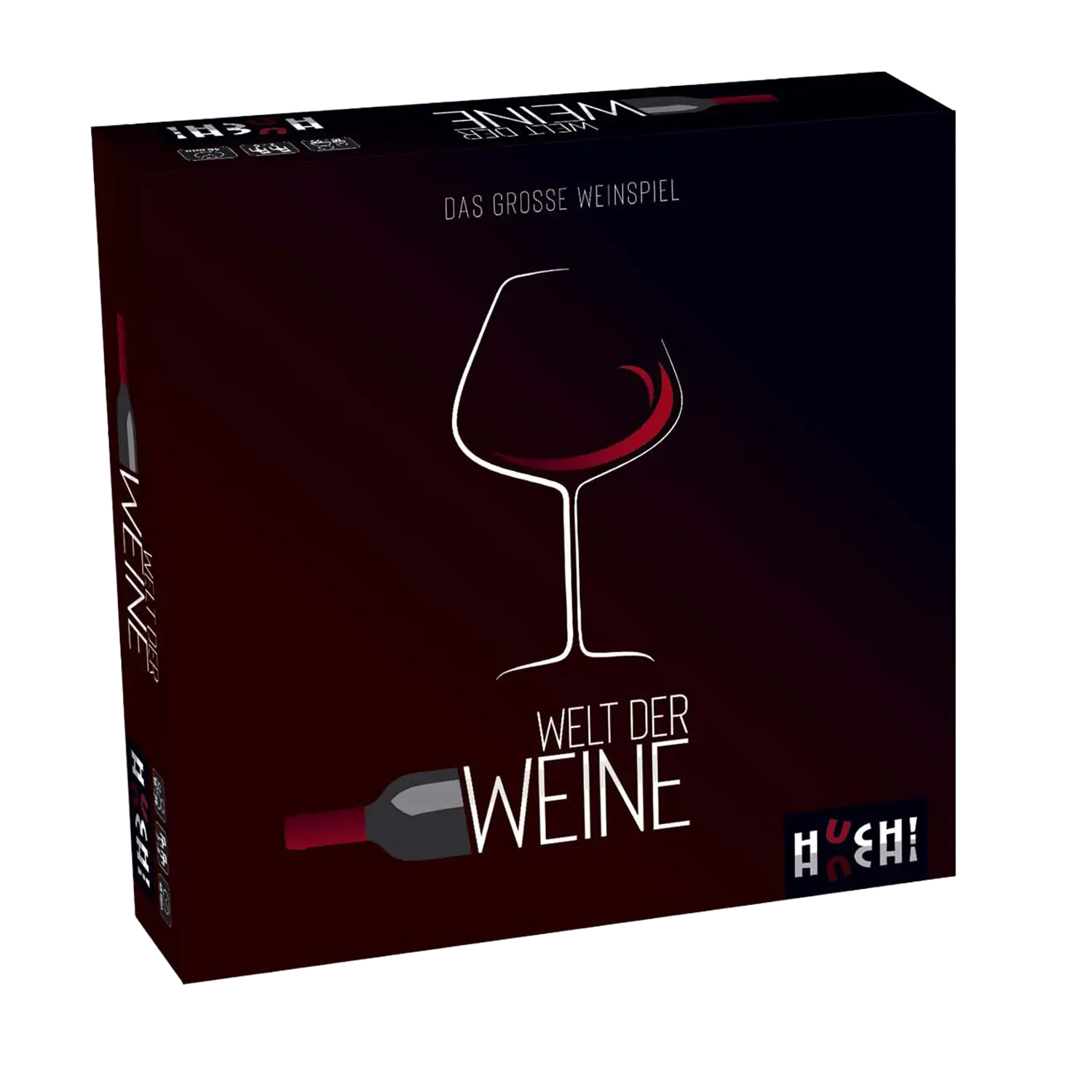Welt der Weine: schwarze Box mit Weinglas, Flasche und responsivem CSS-Design.