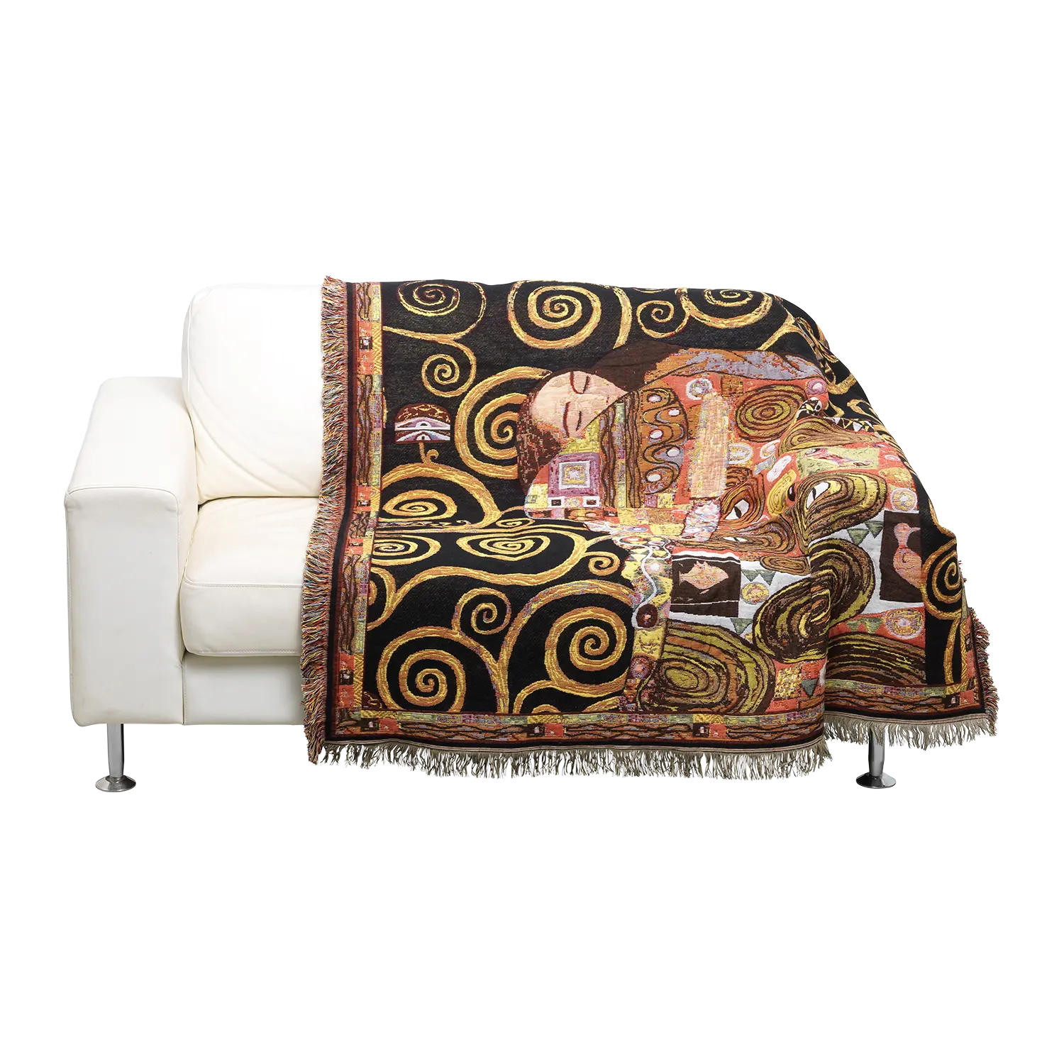 Wohnplaid mit Motiv Die Erfüllung von Gustav Klimt