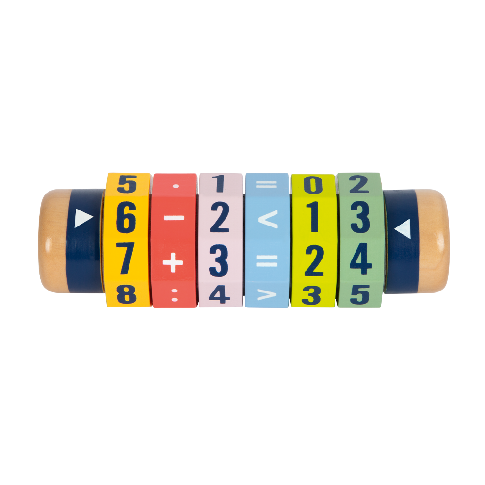 Mathe-Spielzeug mit drehbaren Blöcken.
