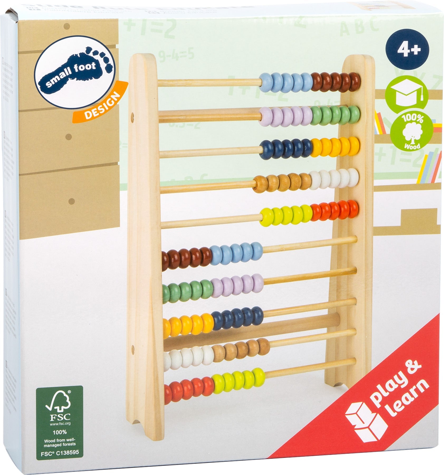 Rechenschieber für Kinder aus Holz, bunt, zum Spielen und Rechnen lernen ab 4 Jahren.