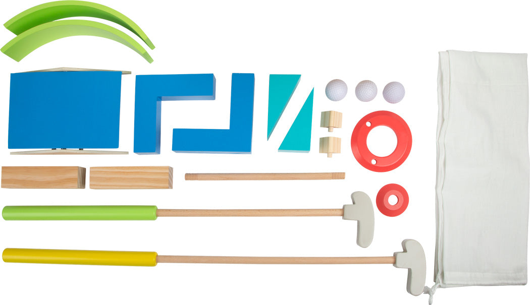 Minigolf-Set für Kinder "Active" aus FSC-Holz mit bunter Tasche.