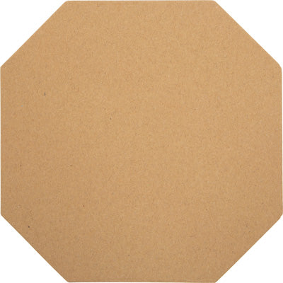 Braunes, leeres achteckiges Kartonstück auf weißem Hintergrund – ideal als Unterlage für eine Kinder-Blumenpresse oder Blumenpresse aus FSC® zertifiziertem Holz.