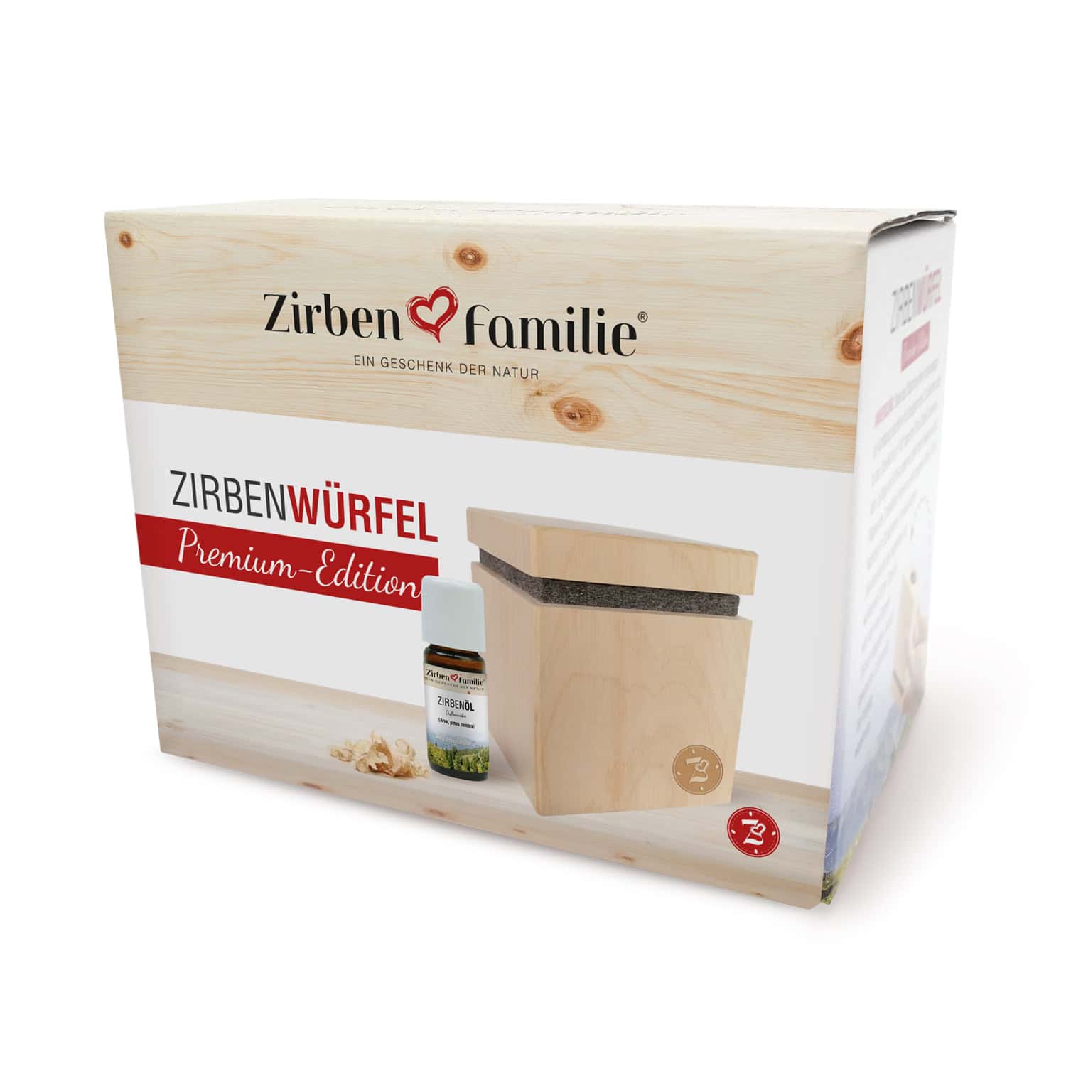 Zirbenwürfel-Set Premium-Edition für natürliche Raumbeduftung.