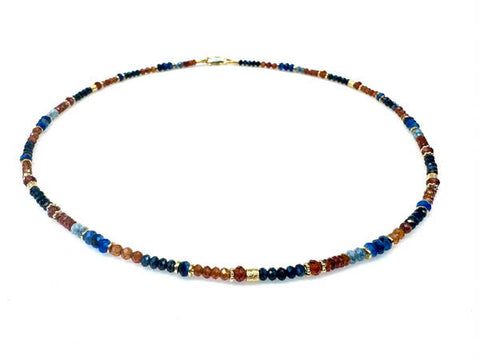 Collier mit Kyanit, Saphir, Hessonit