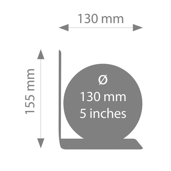 Buchstütze BOOKGLOBE SINGLE - Schwarz/Silberfarben - Maße Durchmesser 13 cm, Höhe 15,5 cm, Breite 13 cm