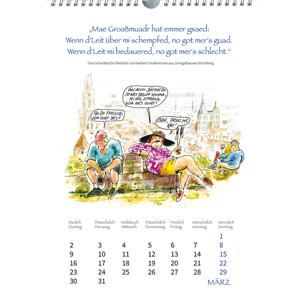 Auf gut Schwäbisch - Kalender 2026 Beispiel-Kalenderblatt
