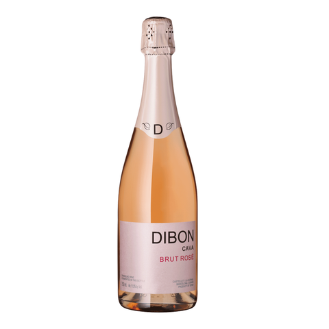 Eine Flasche Rosige Aussichten mit rosa Etikett und Folienverpackung verkörpert den lebendigen Geist des Schaumweins Cava Penedès.