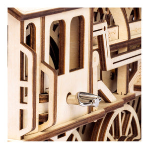 3D-Holzpuzzle, Mechanische Dampf Express Eisenbahn, beweglich durch Federmechanismus