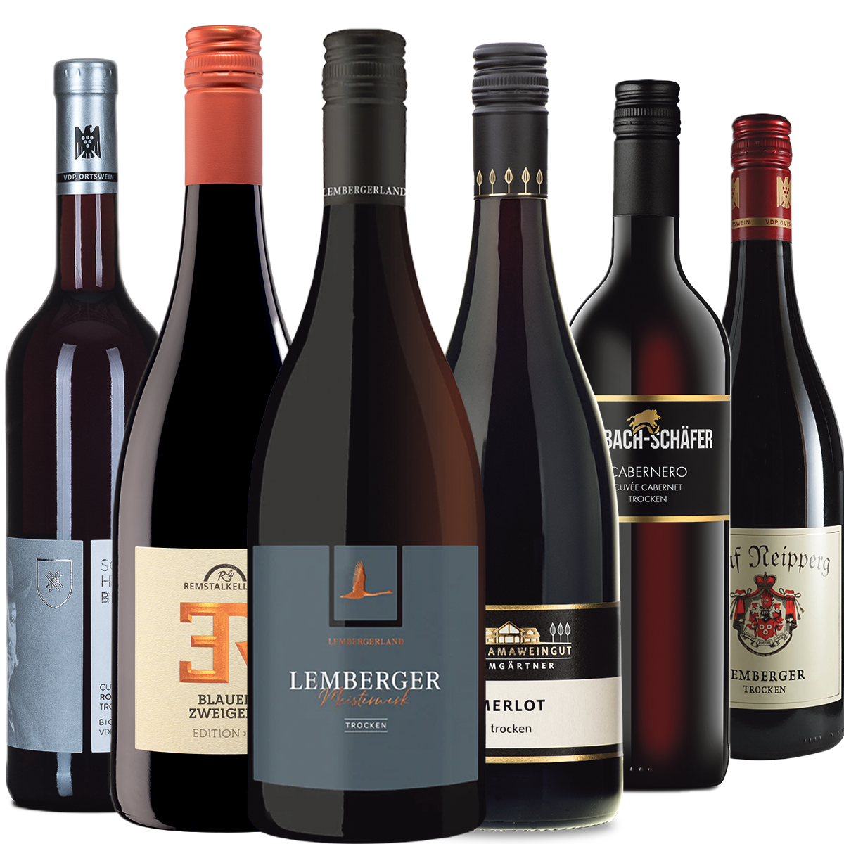 Weinpaket Württemberger Weinmeisterschaft, Kategorie Rotweine bis 12 Euro.