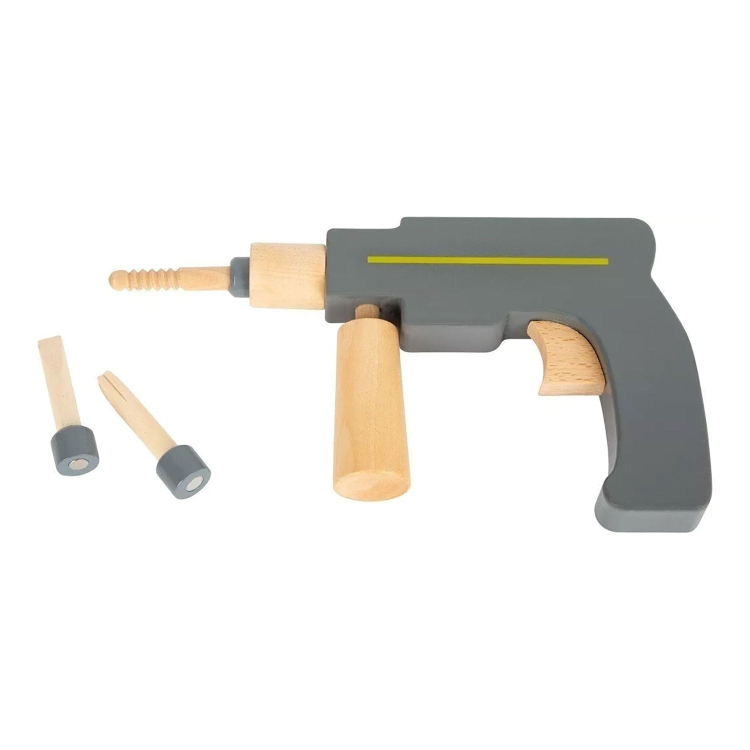 Werkzeugkoffer für Kinder aus Holz mit Power Drill und zwei Bits.