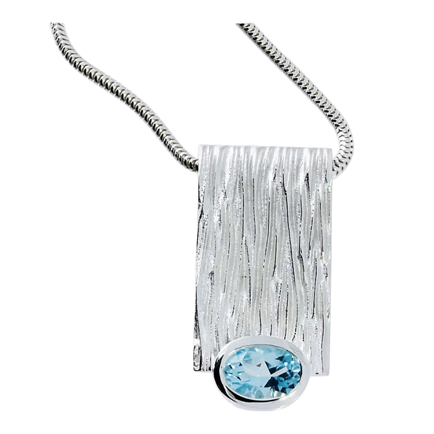 Designschmuck Anhänger Crease aus Silber mit blauem Topas.
