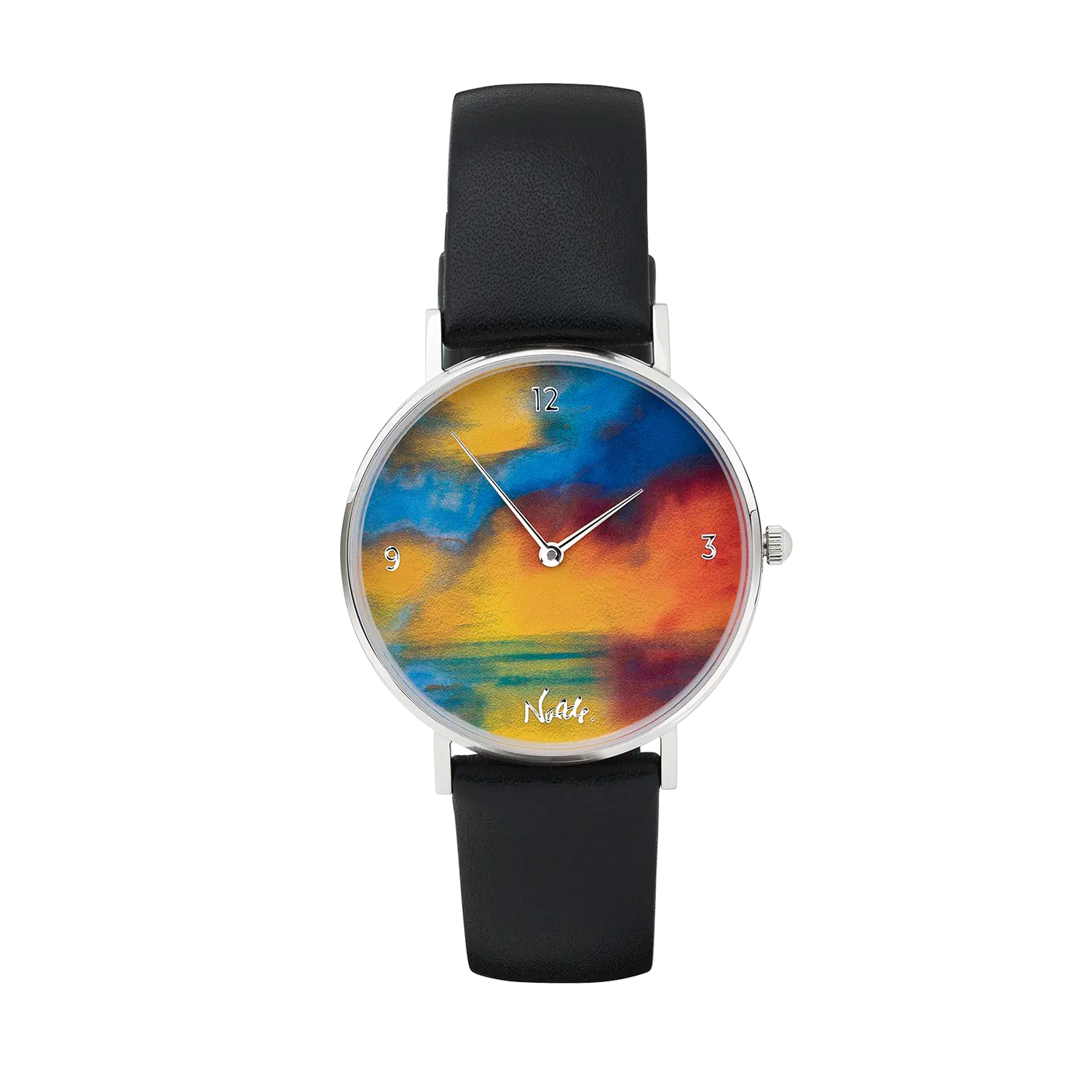 Künstler Armbanduhr "Meer mit zwei Dampfern" von Emil Nolde, schwarzes Band.