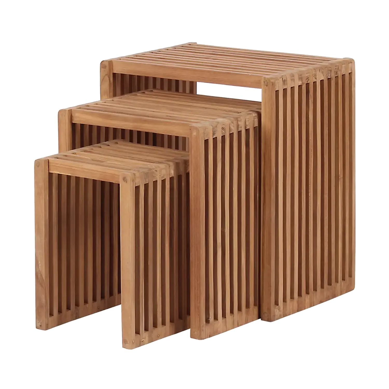 Beistelltisch 3er-Set aus Teakholz