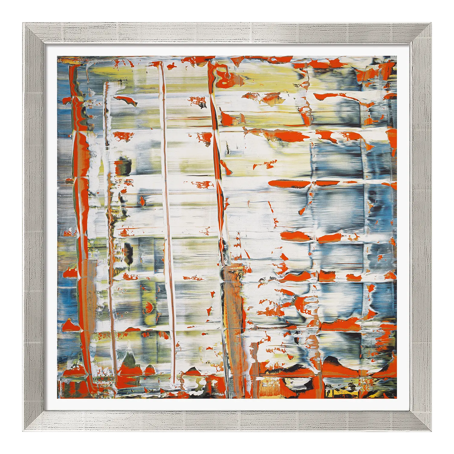 Abstraktes Bild silber gerahmt: Abstraktes Gemälde in einem silbernen Rahmen.