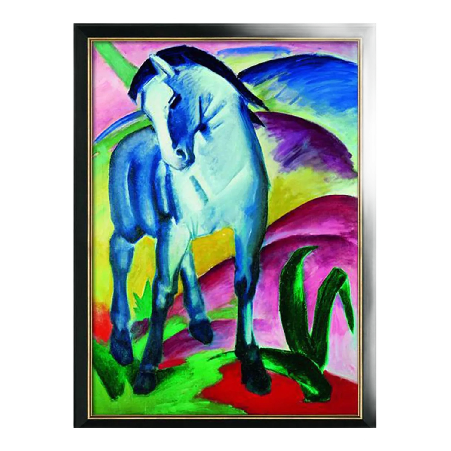 Lebendiges Kunstgiclée: Bild "Blaues Pferd I" von Franz Marc.